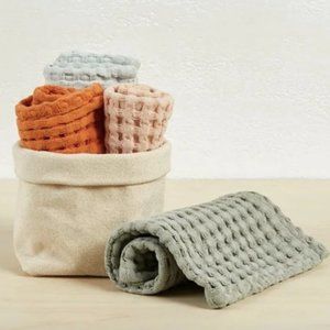 Golden & Pine Waffle Knit Dishcloths w/ holder